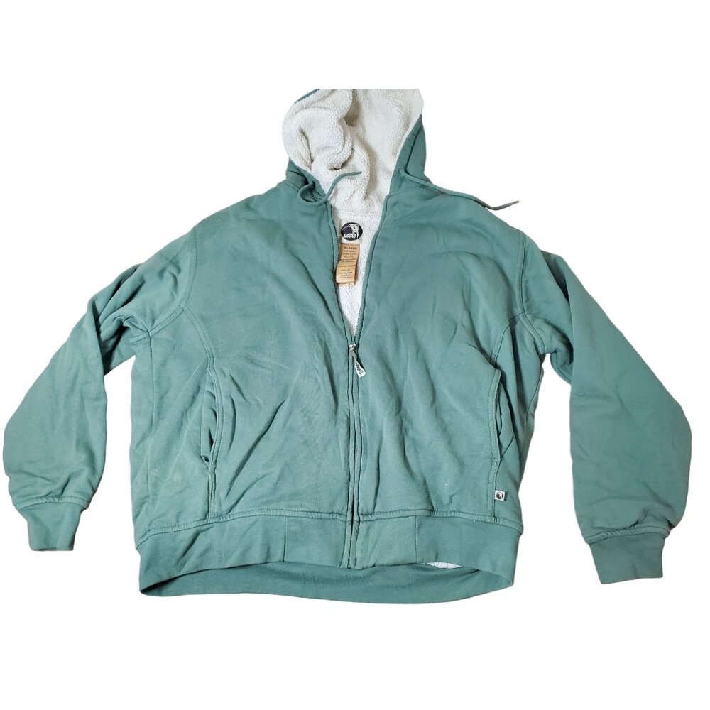 Berne Ladies X-Large Green Sherpa-Lined‎ Zip-Up Hoodie